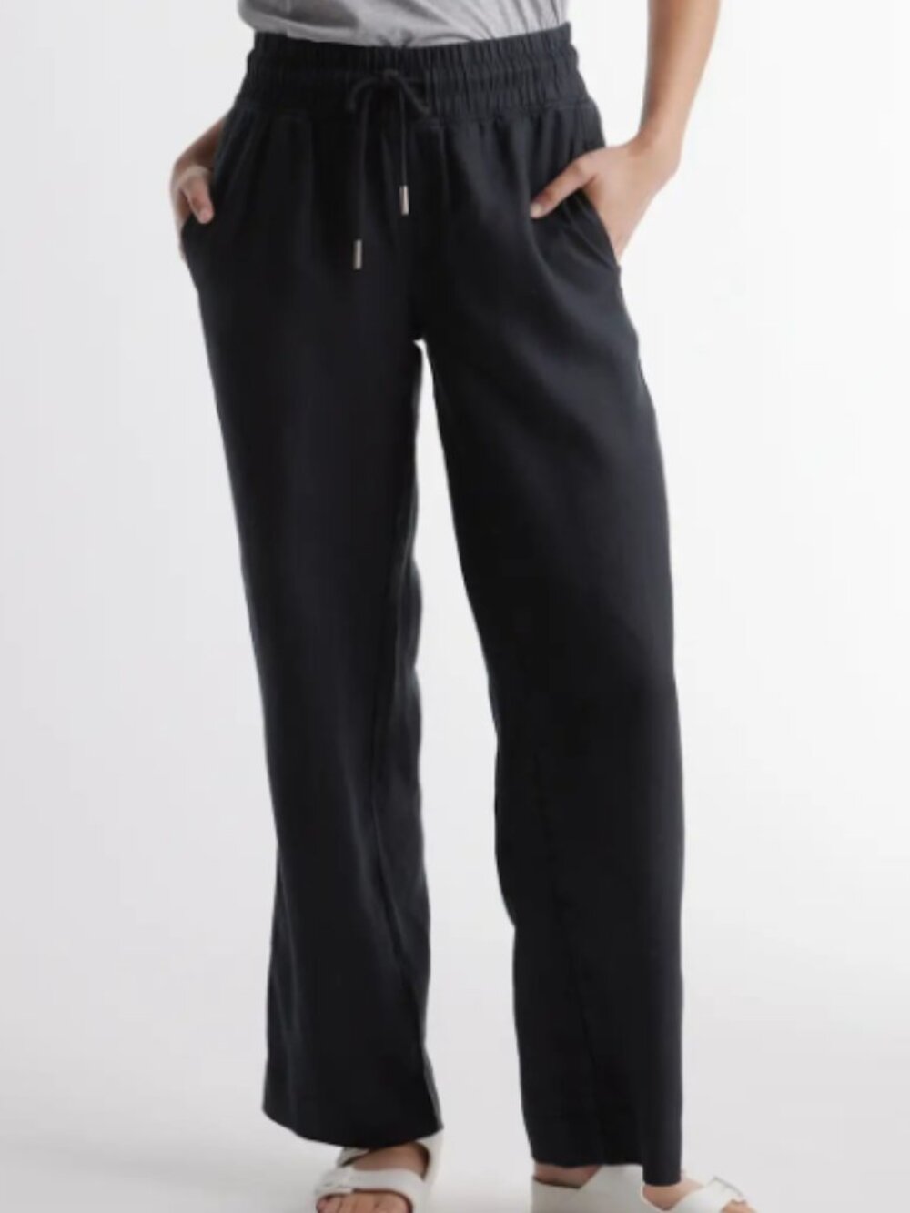 Quince 100% European Linen Wide Leg Pants Black Size M - Like New
